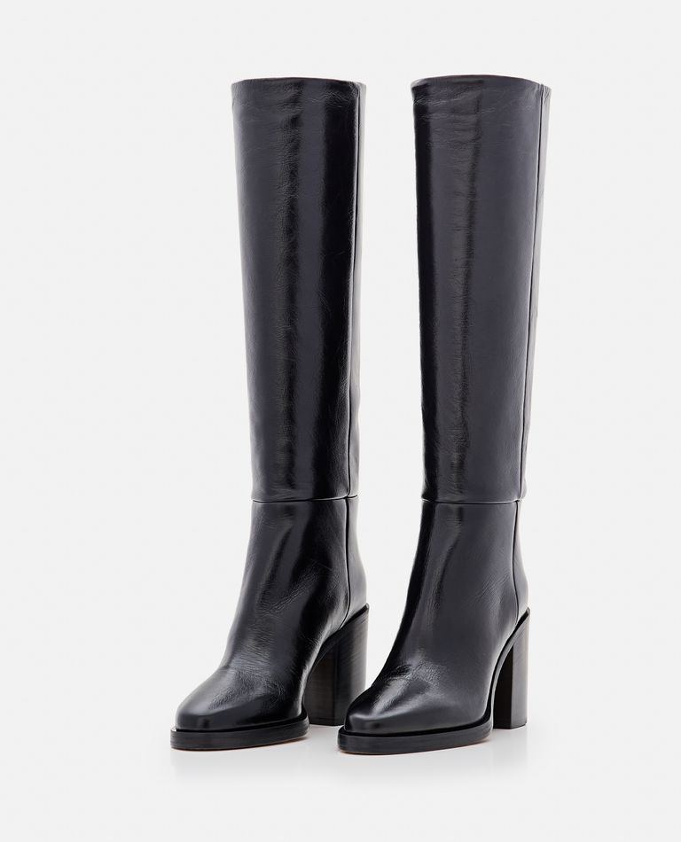 95MM OPHELIA CRINCKLED LEATHER BOOTS for Women - Paris Texas