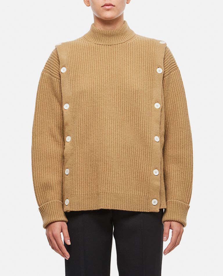 Setchu Button Wool Cashmere Sweater In Beige
