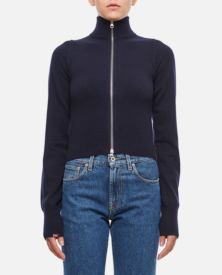 Extreme Cashmere X Front Zip Closure Sweater In Blue