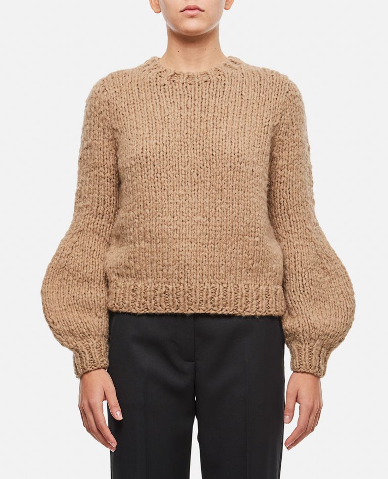 Shop Gabriela Hearst Cashmere Crewneck Sweater In Beige