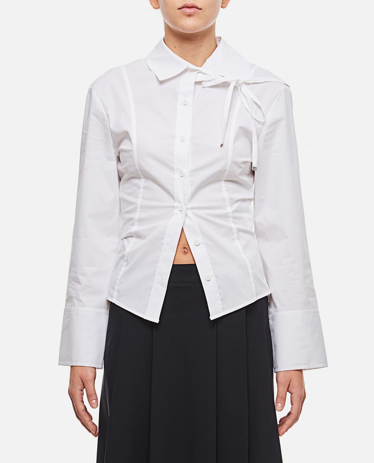 Shop Jacquemus La Chemise Ruban Stretch Cotton Shirt In White