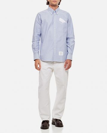Thom Browne - STRAIGHT FIT L/S SHIRT W/ EMROIDERY IN SOLID OXFORD