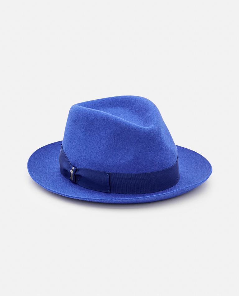Borsalino  ,  Brushed Felt Short Brim Fedora Hat  ,  Blue S