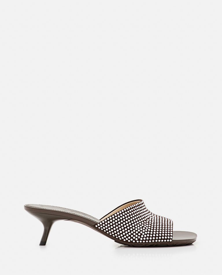 Loewe  ,  45mm Loewe Petal Strassed Leather Mule  ,  Brown 36