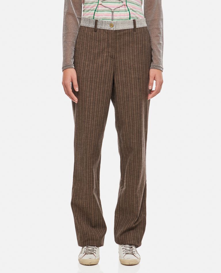 Vitelli Needle-punched Light-wool Straight Leg Trousers In Brown