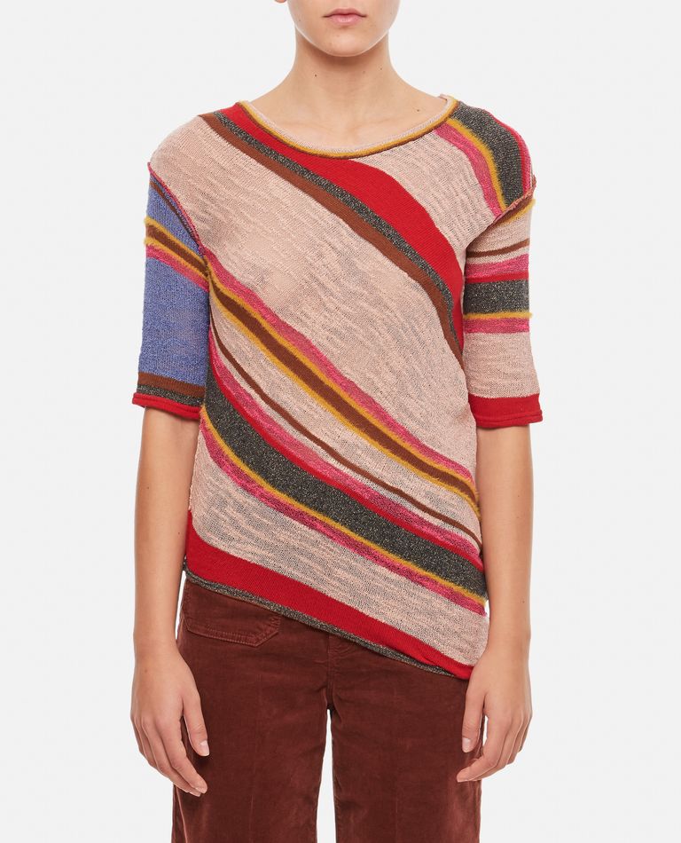 Vitelli Asymmetric Knitted Multicolor Shirt