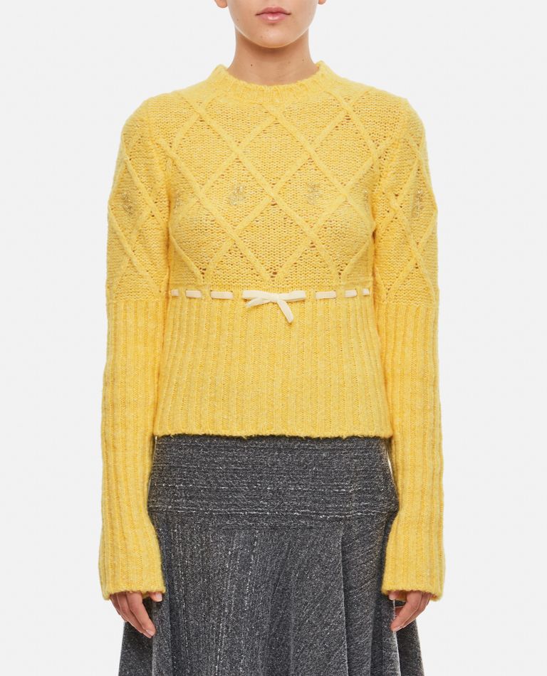 Shop Cormio Oma Embroidered Wool Blend Sweater In Yellow