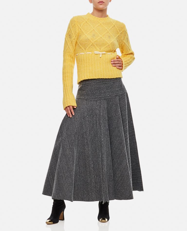 Shop Cormio Oma Embroidered Wool Blend Sweater In Yellow