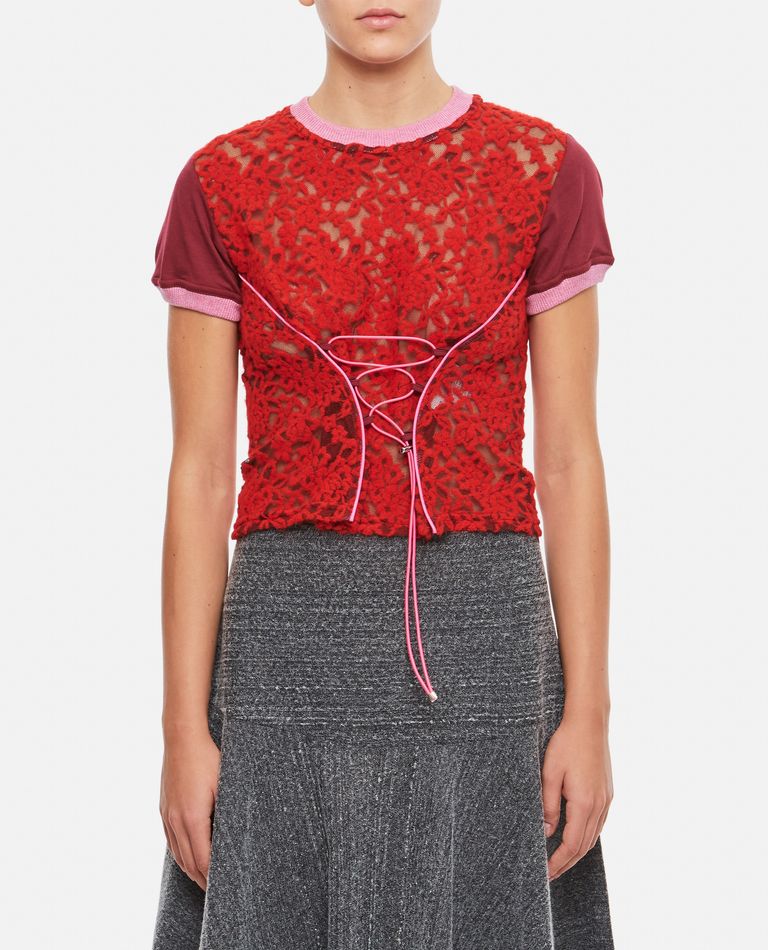 Cormio  ,  Short Sleeve Corset T-shirt  ,  Red 38