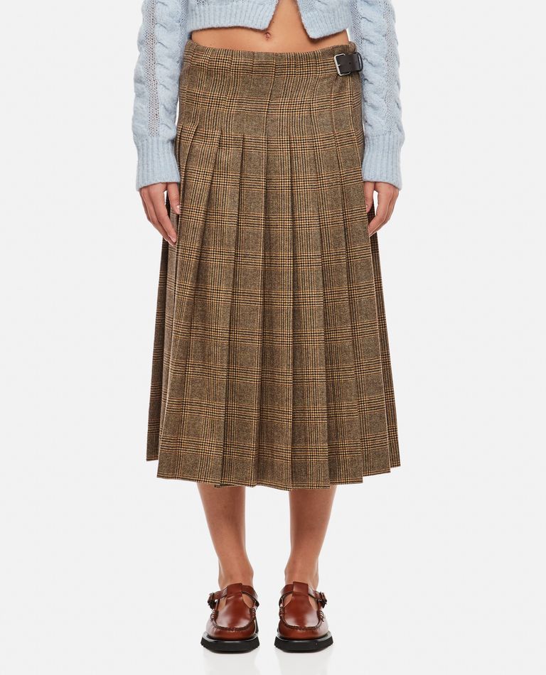 Quira  ,  Wool Kilt Midi Skirt  ,  Brown 38