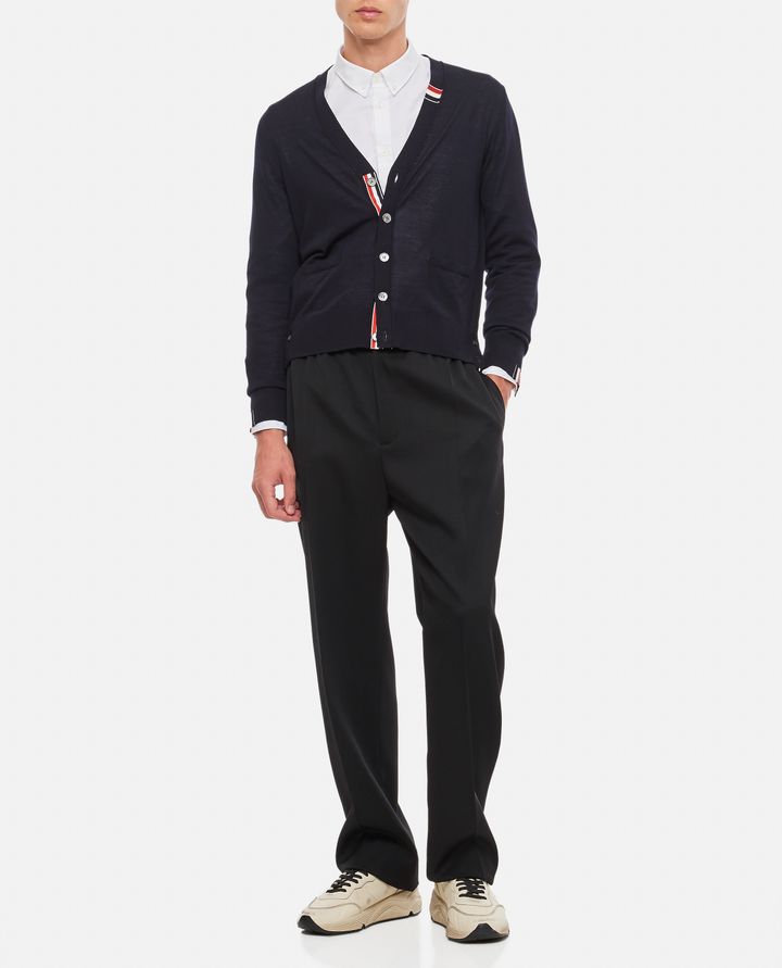 Thom Browne - JERSEY STITCH RELAXED FIT V NECK CARDIGAN_2