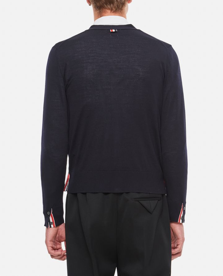 Thom Browne - JERSEY STITCH RELAXED FIT V NECK CARDIGAN_3