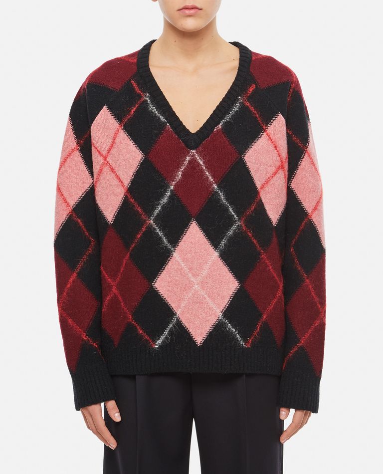Molly Goddard  ,  Joanne V-neck Mohair Sweater  ,  Multicolor L