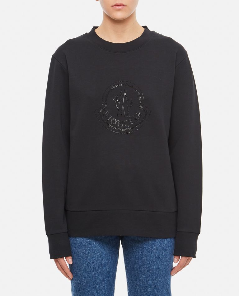 Moncler  ,  Strass Logo Cotton Sweatshirt  ,  Black L