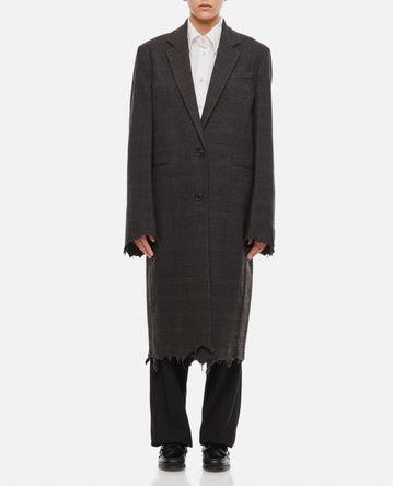 JW Anderson - SINGLE-BREASTED DISTRESSED WOOL COAT