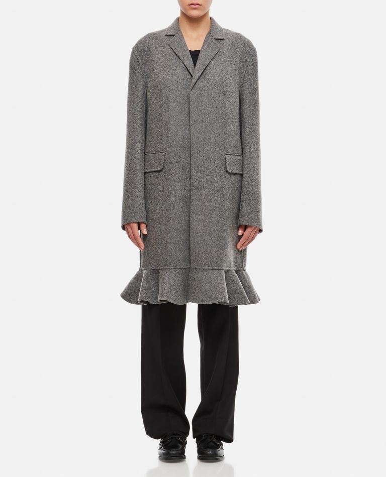JW Anderson  ,  Ruffled Hem Wool Coat  ,  Grey 8