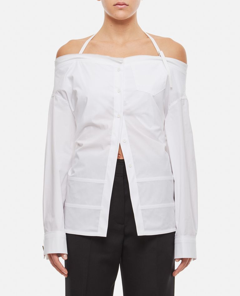 Jacquemus  ,  La Chemise Peplo Stretch Cotton Shirt  ,  White 36