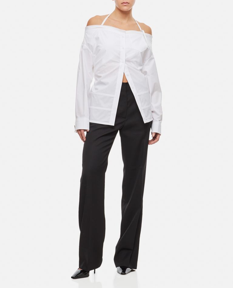 Jacquemus  ,  La Chemise Peplo Stretch Cotton Shirt  ,  White 36