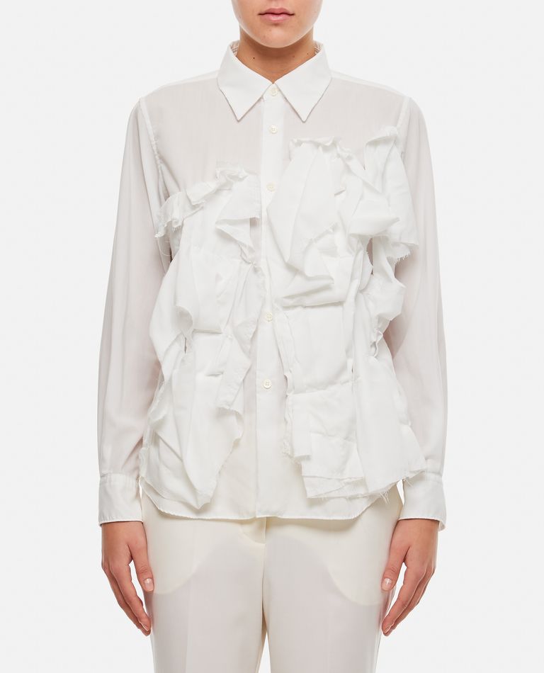 Comme Des GarÃ§ons  ,  Rouched Long Sleeve Shirt  ,  White M