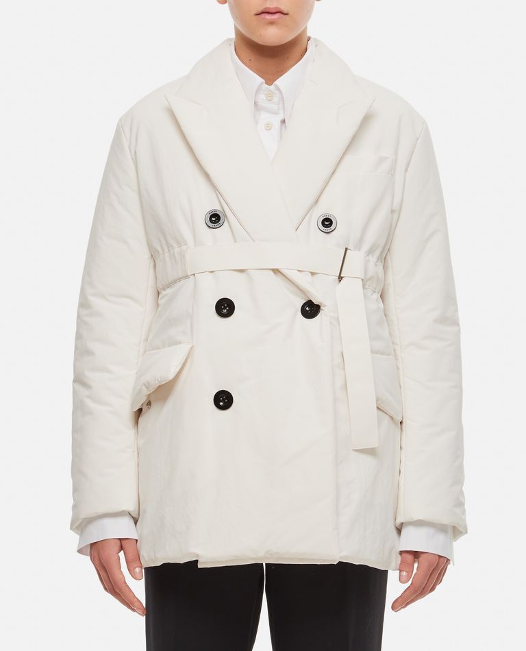 Shop Sacai Padded Short Coat In White