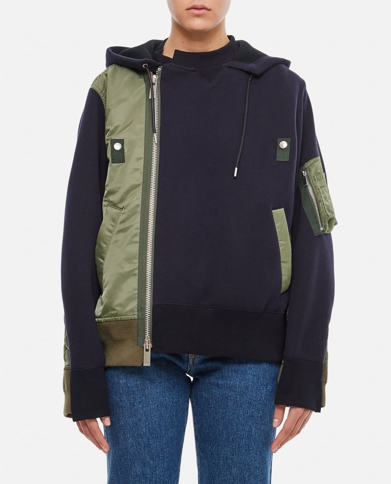 SPONGE SWEAT ZIPPED HOODIE for Women - Sacai | Biffi