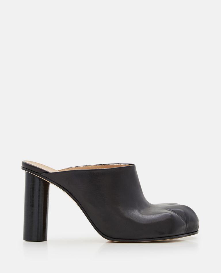 Black leather clearance heeled mules