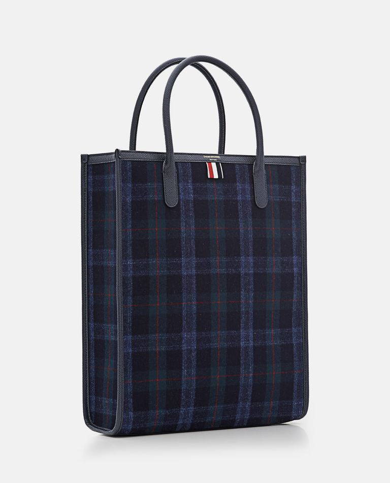 Thom Browne  ,  Vertical Tote Bag In  Tartan Flannel  ,  Multicolor TU
