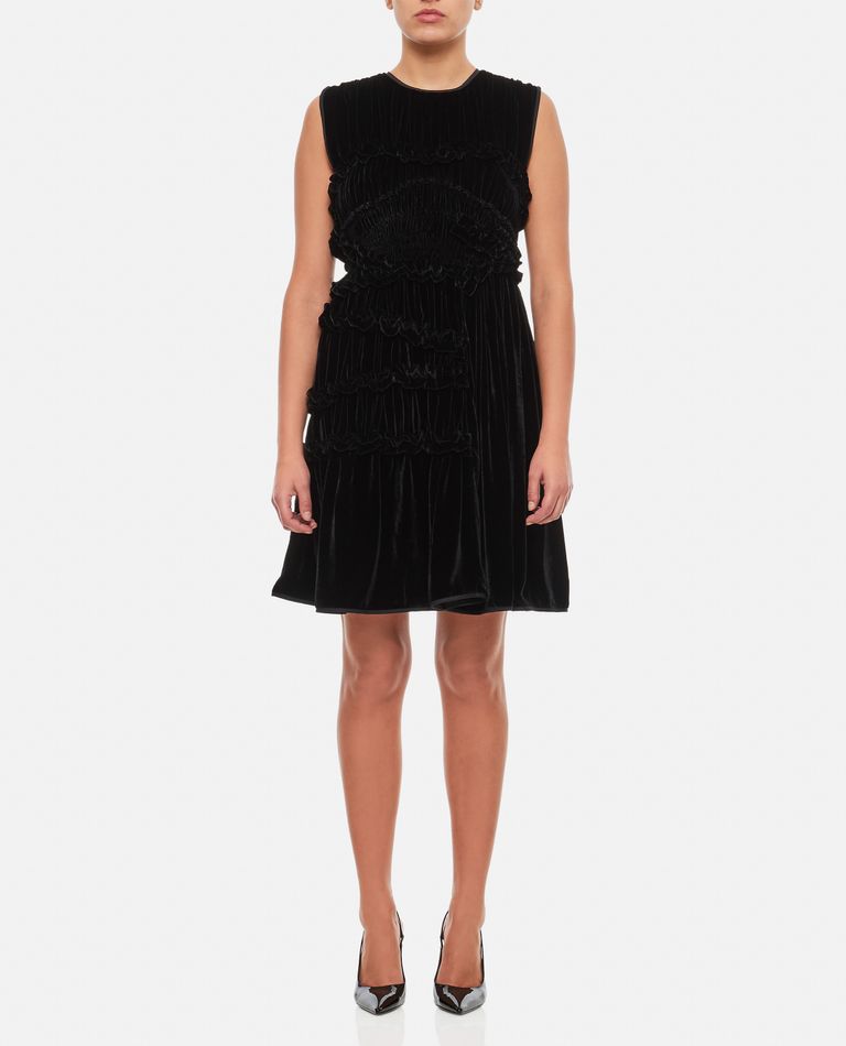 Shop Cecilie Bahnsen Uki Sleeveless Velvet Dress In Black