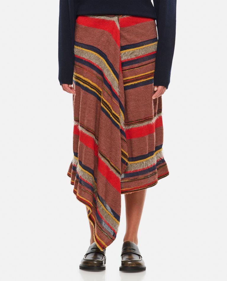 Vitelli Asymmetric Midi Jersey Knit Skirt In Brown