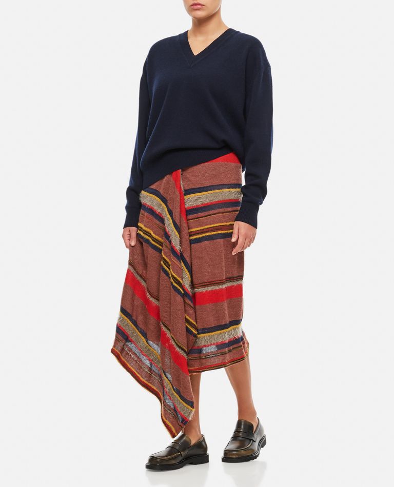 Vitelli  ,  Asymmetric Midi Jersey Knit Skirt  ,  Brown 2