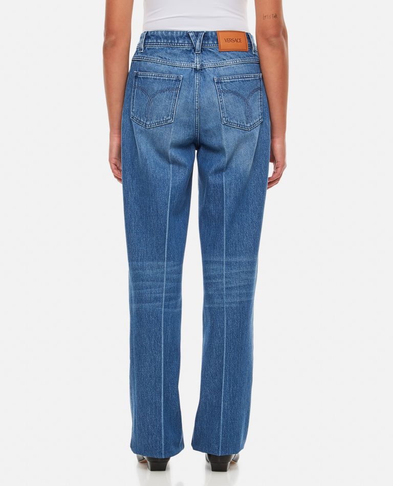 【関税&送料込】Versace Pant Denim Stone Wash Denim Fabric VERSACE Stonewashed Denim Wide Jeans Versace