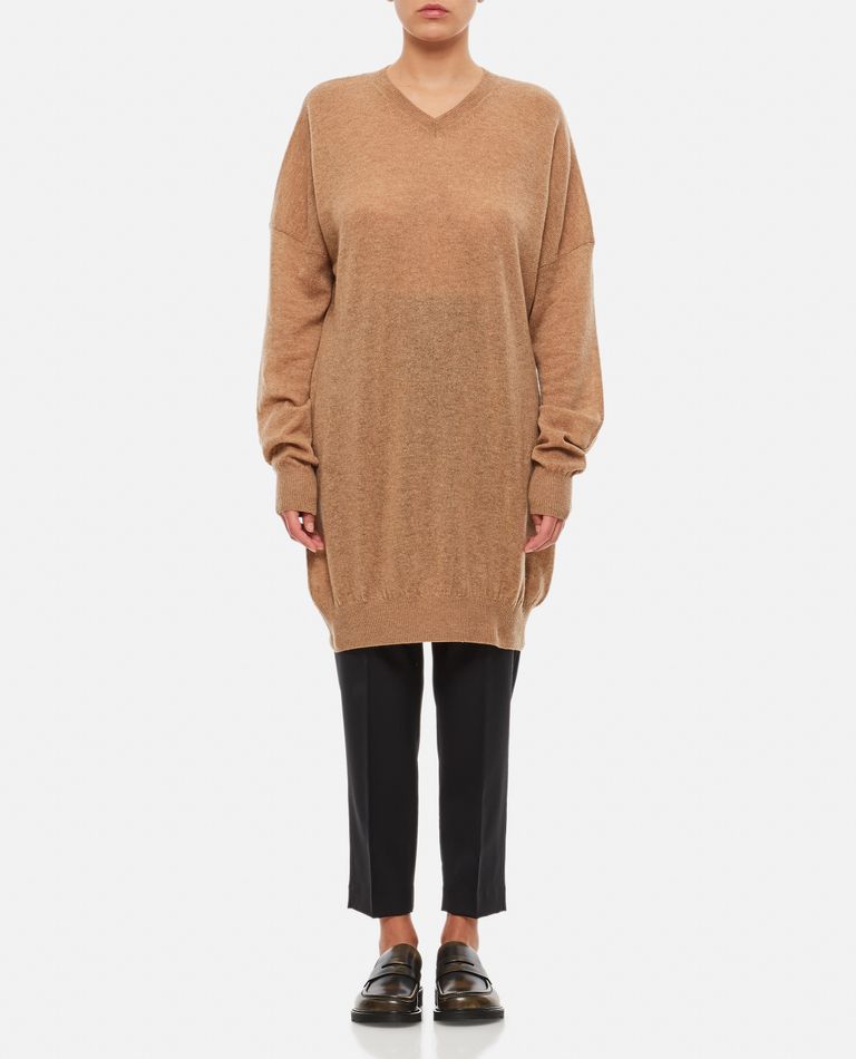 Shop Khaite Marano Featherwei Long Sweater In Brown