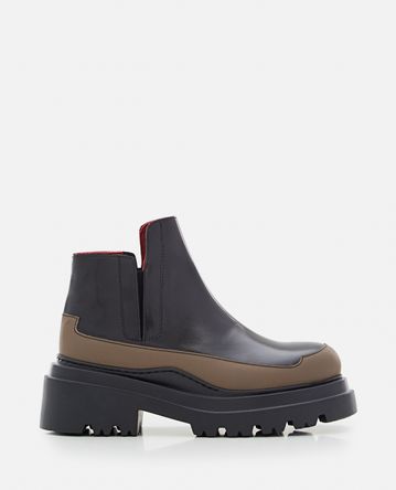 Plan C - BRUSHED LEATHER TRACK ANKLE BOOTS