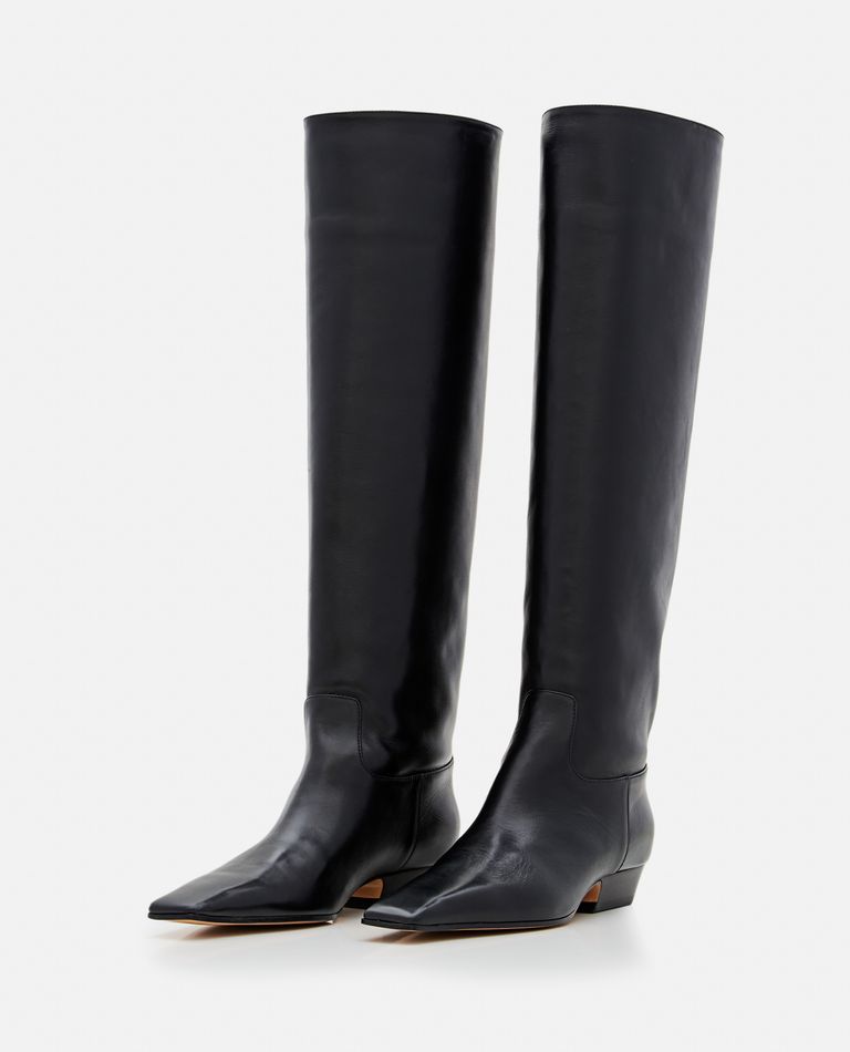 Khaite Marfa Leather Knee Western Boots In Black