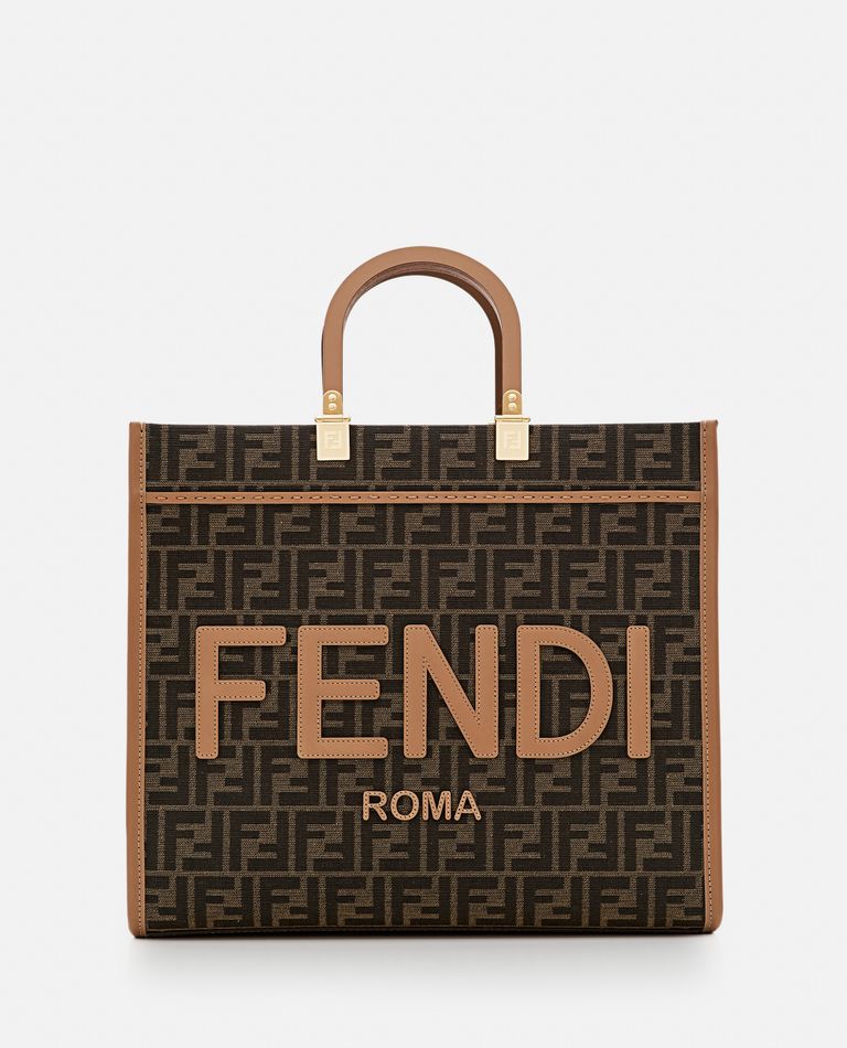 Shop Fendi Sunshine Jacquard Tote Bag In Brown