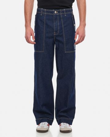 Maison Kitsuné - WORKWEAR PANTS IN WASHED DENIM WITH FOX HEAD PATCH