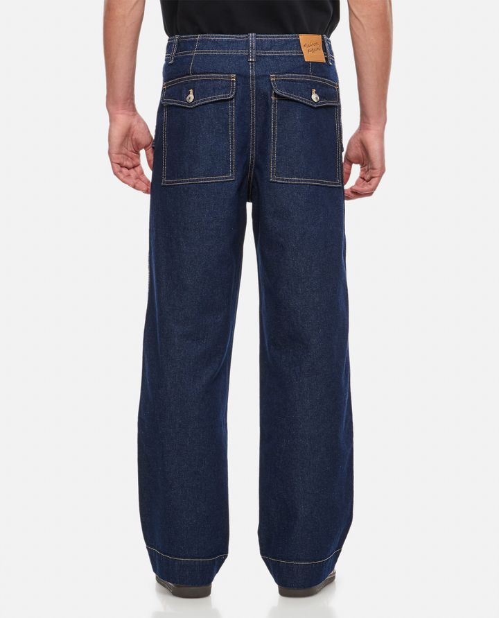 Maison Kitsuné - WORKWEAR PANTS IN WASHED DENIM WITH FOX HEAD PATCH_3