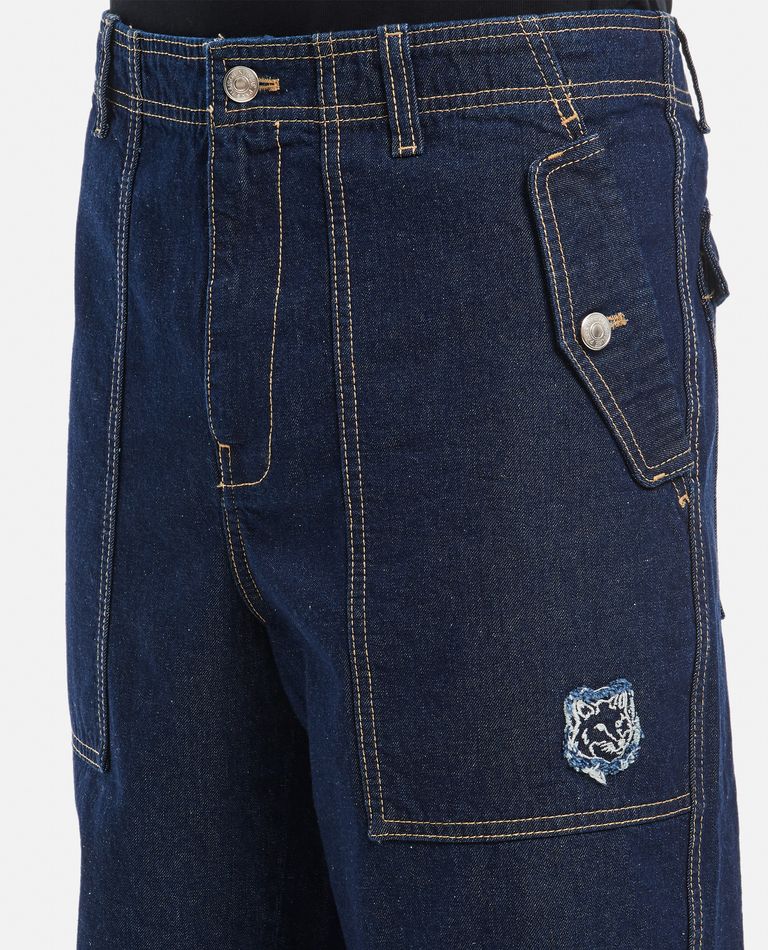 WORKWEAR PANTS IN WASHED DENIM WITH FOX HEAD PATCH for Men