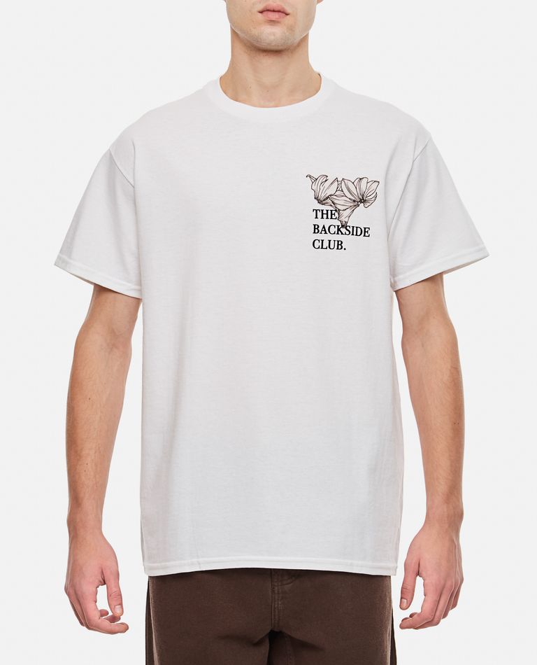 Backside Club Cotton Flower T-shirt In White