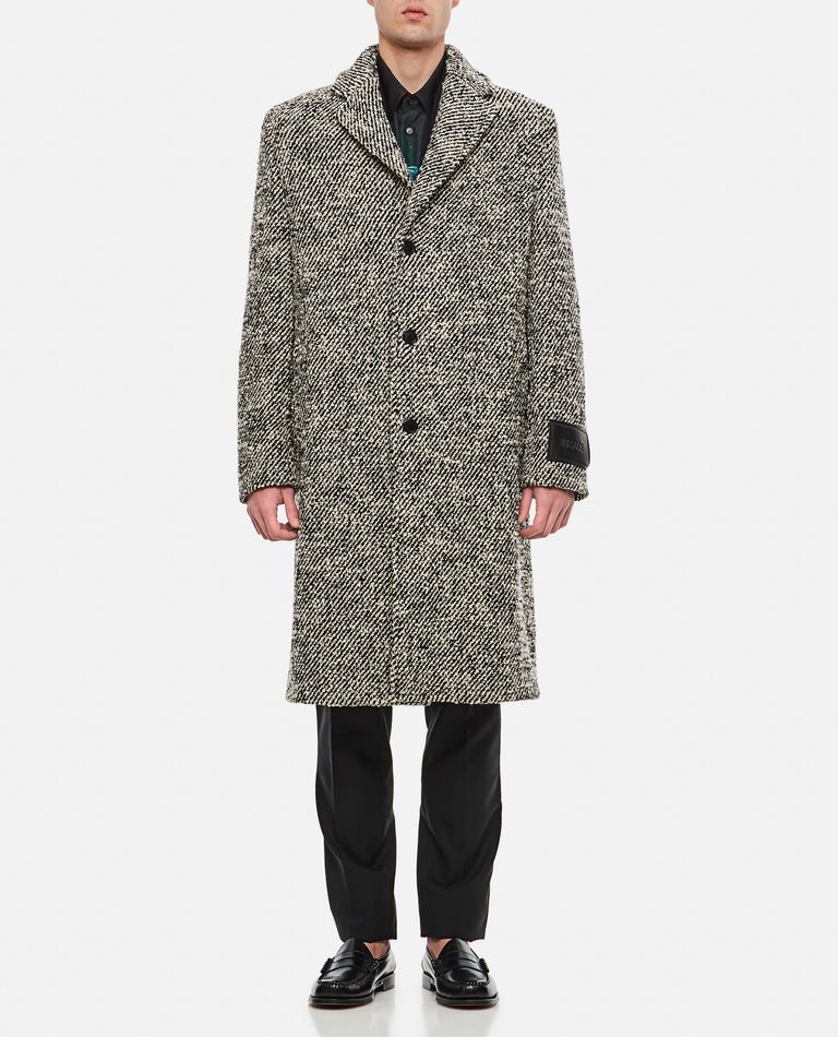 Versace  ,  Diagonal Wool Boucle Coat  ,  Grey 46