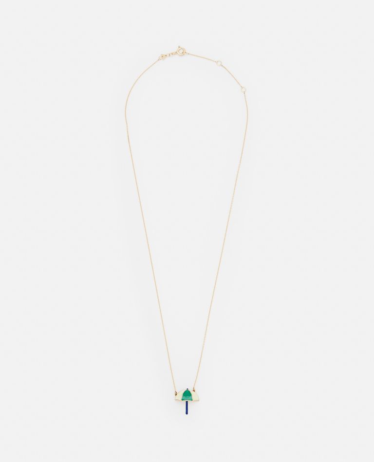 Shop Aliita 9k Gold Sombrilla Polished Necklace In Green