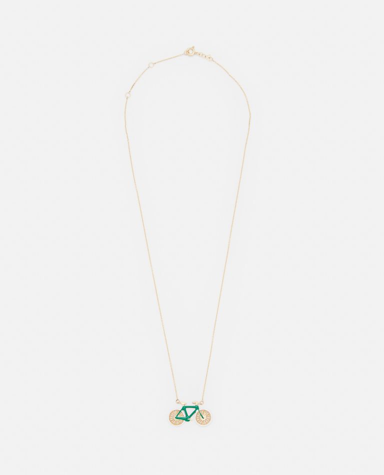 Shop Aliita 9k Gold Bici Polished Necklace In Green
