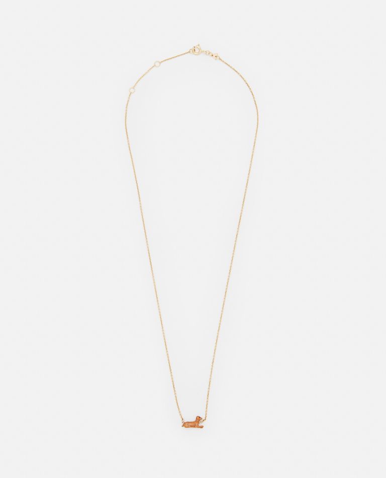 Shop Aliita 9k Gold Perrito Pelota Polished Necklace In Brown