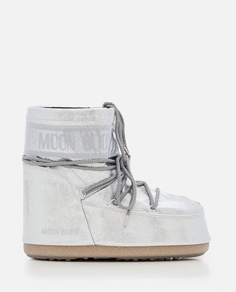 Moon Boot Icon Low Glitter Snow Boots In Silver
