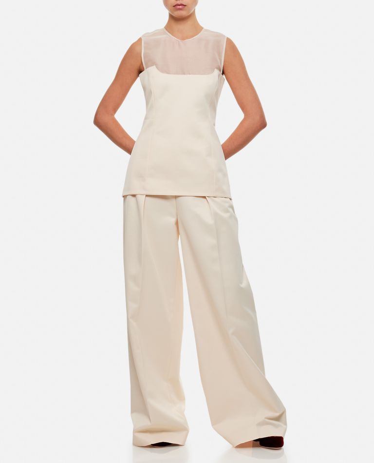 Khaite Sasmo Sleeveless Crepe And Mesh Top In White