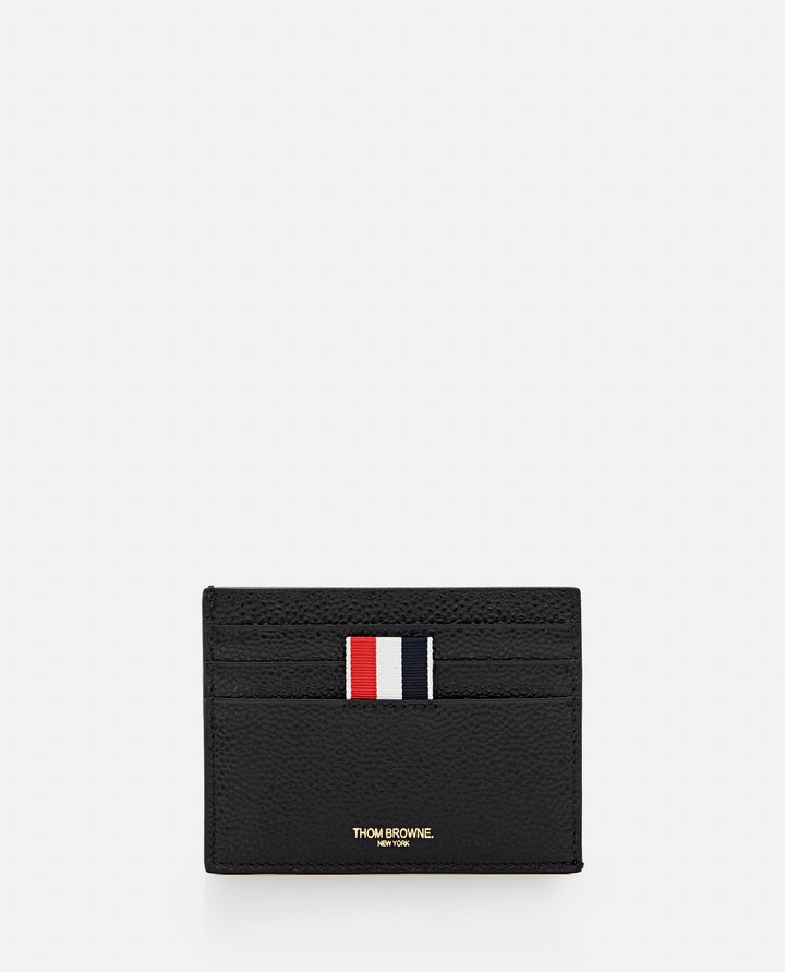 Thom Browne - SINGLE CARD HOLDER W/ NOTE COMPARTMENT IN PEBBLE GRAIN LEATHER_1