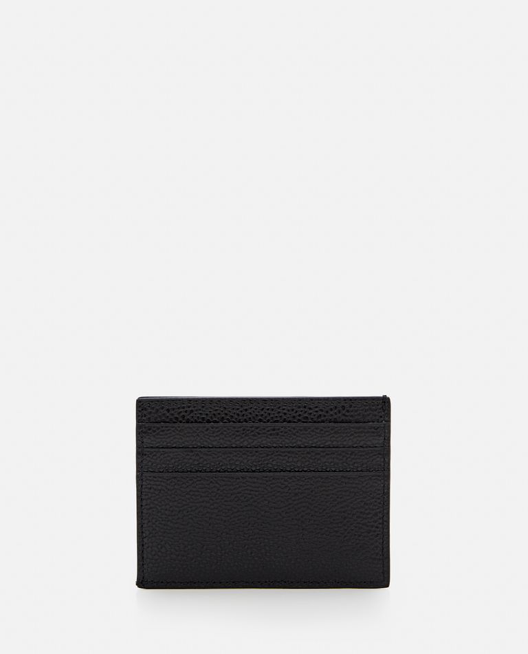 Thom Browne  ,  Card Holder With Note Compartment In Black Pebble Grain  ,  Black TU