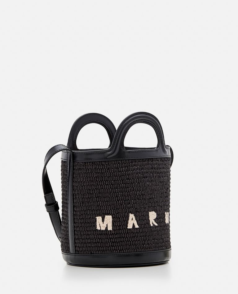 Marni  ,  Mini Tropicalia Raffia Bucket Bag  ,  Black TU