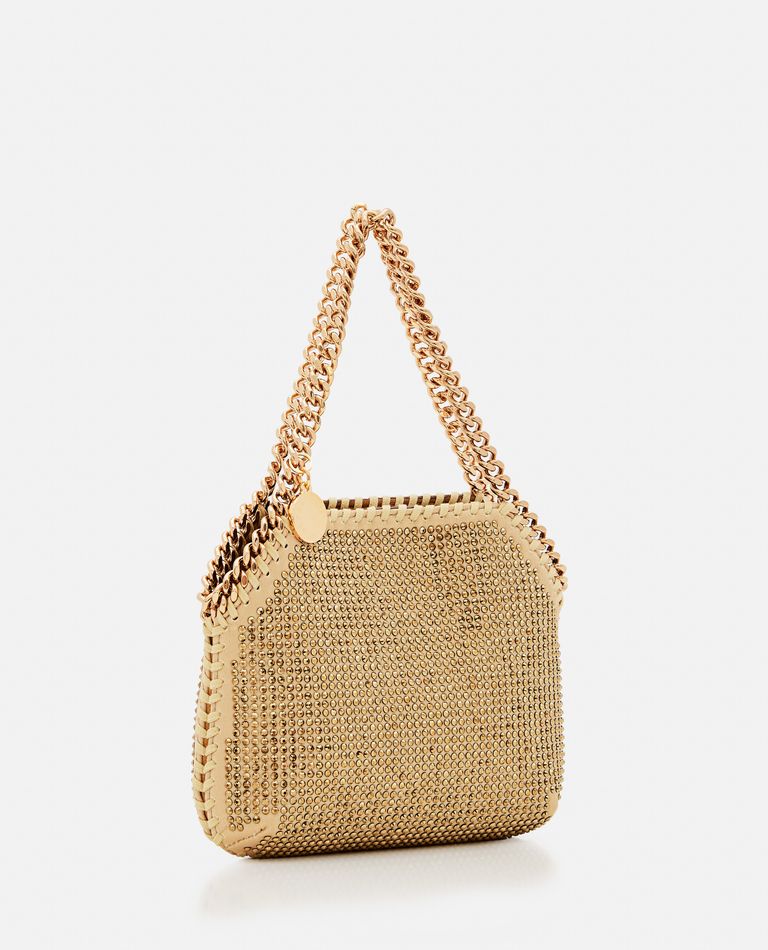Shop Stella Mccartney Mini All Over Crystals Shoulder Bag In Gold