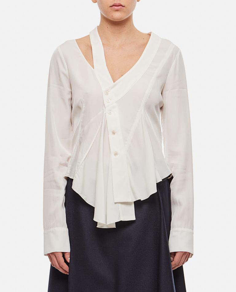 Stella Mccartney Asymmetric Seam Cut-out Shirt In White